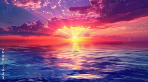 Gorgeous Sunrise and Sunset over the Sea: A Stunning Background Image. Experience the Beauty and Serenity.