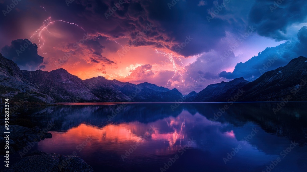 Lightning Storm Over Mountain Lake Lightning Storm Over Mountain Lake