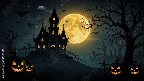 halloween background with house photo