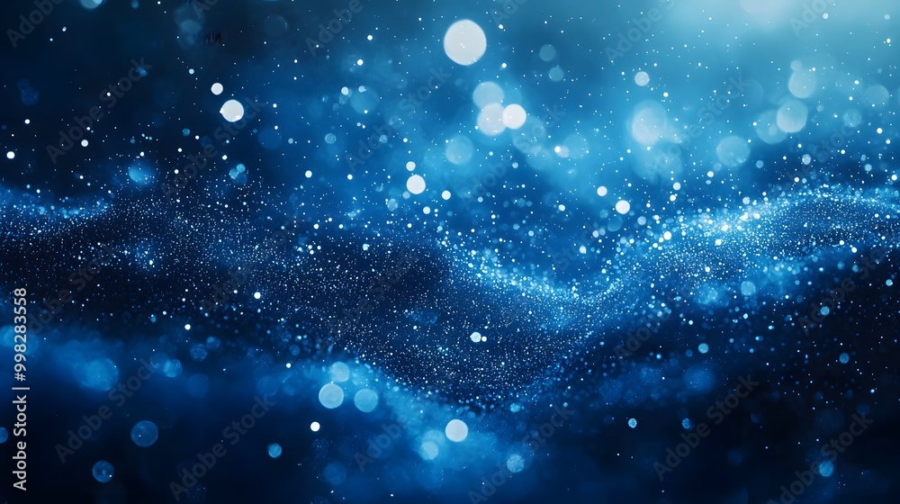 Abstract blue background with shimmering particles and soft bokeh effects. Abstract blue background with shimmering particles and soft bokeh effects.