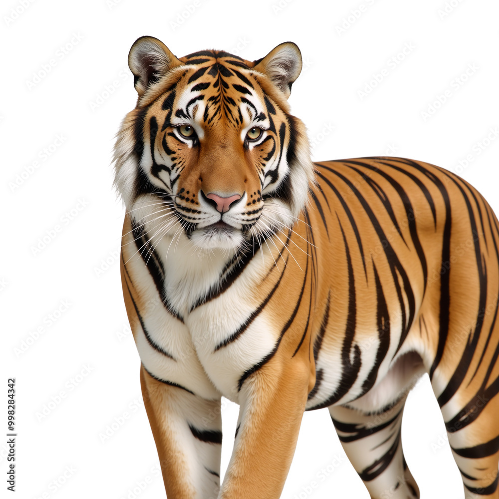 Fototapeta premium Tiger depicted in an isolate transparent PNG format