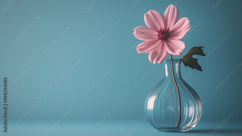 Elegant Single Stem Flower in Clear Vase Elegant Single Stem Flower in Clear Vase