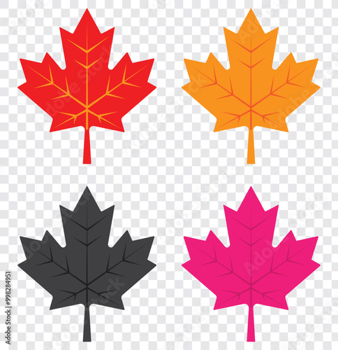 Red canada maple leaf icon image vector. maple leaf logo vector icon isolated on transparent background. EPS 10.