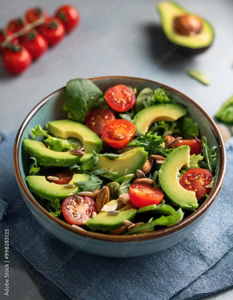 Fresh avocado salad with cherry tomatoes Fresh avocado salad with cherry tomatoes
