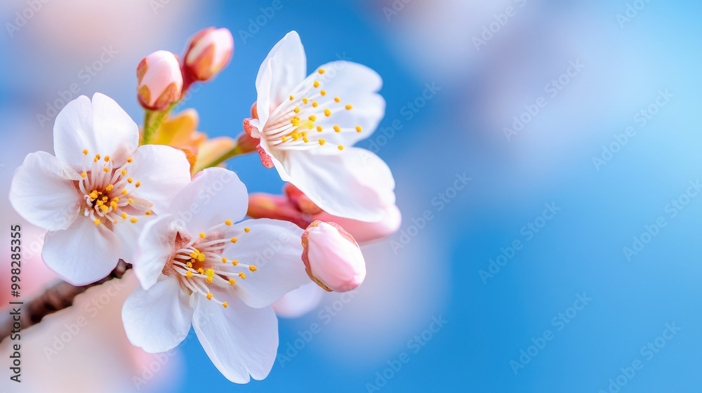 Fototapeta premium Beautiful Close-Up of Blooming Cherry Blossom