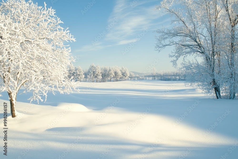 A Single Snowy Tree in a Winter Landscape A Single Snowy Tree in a Winter Landscape