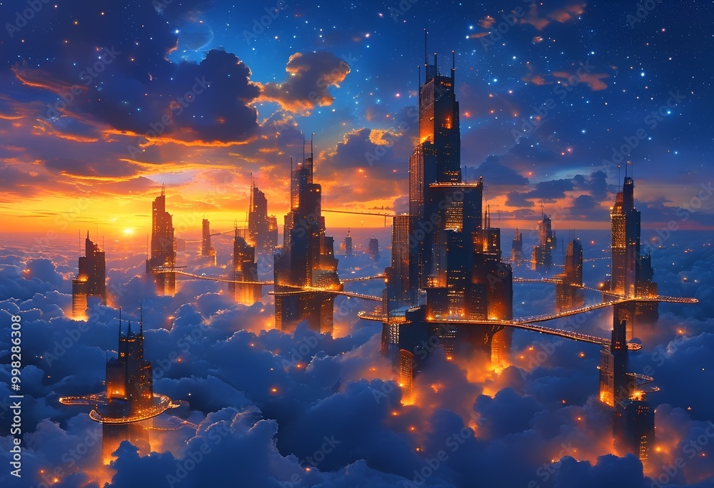 Naklejka premium cloud city