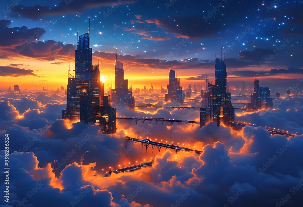 Naklejka premium cloud city