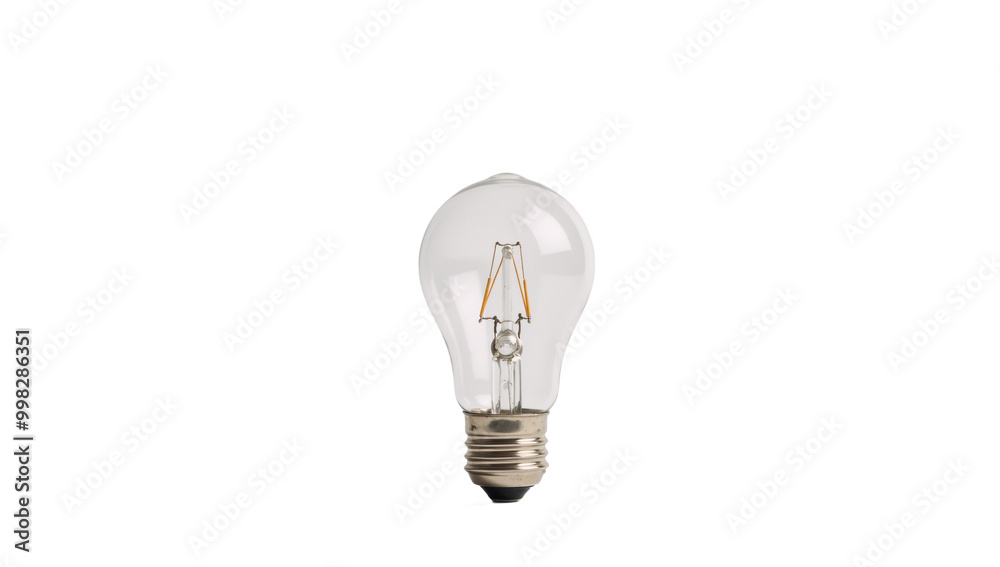 A lightbulb is depicted against an isolated transparent background PNG format A lightbulb is depicted against an isolated transparent background PNG format