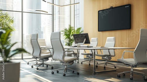 Modern Conference Room with Clean Lines and Bright Lighting