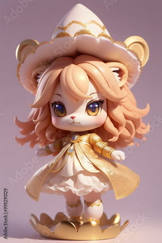 chibi lion princess cute illustration