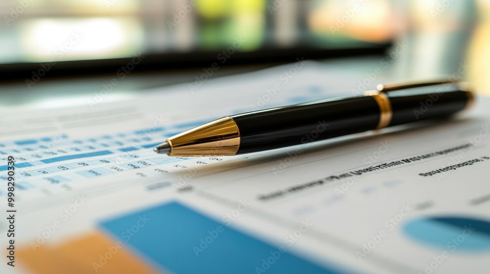 Business Financial Report with Pen and Charts Business Financial Report with Pen and Charts
