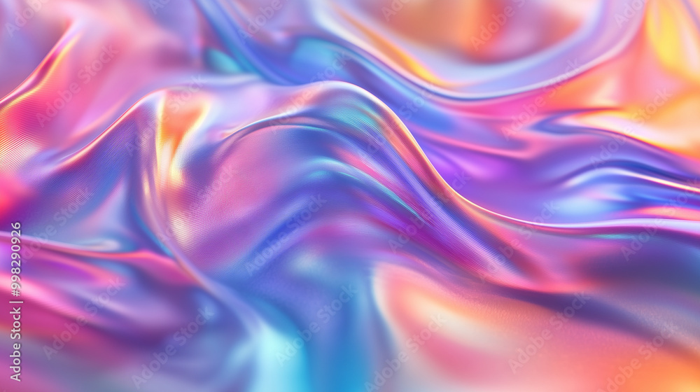 Vibrant Iridescent Waves of Satin Fabric With Pink, Blue, and Orange Hues Creating a Dynamic Abstract Texture Vibrant Iridescent Waves of Satin Fabric With Pink, Blue, and Orange Hues Creating a Dynamic Abstract Texture