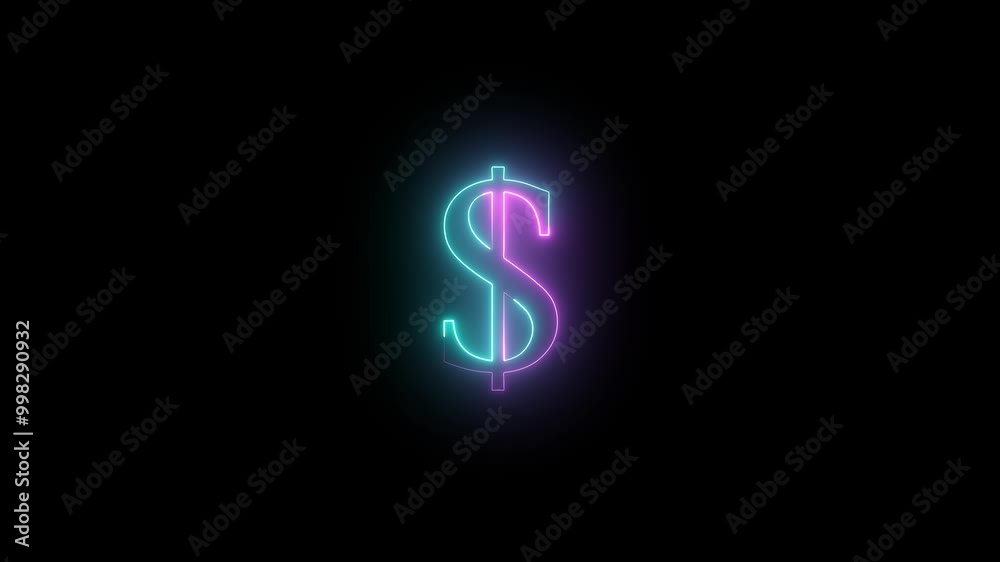 Neon dollar icon ,on a black background. business Success concept animation
Neon dollar icon ,on a black background. business Success concept animation