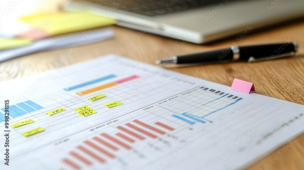 Project Planning Charts with Sticky Notes on Desk Project Planning Charts with Sticky Notes on Desk