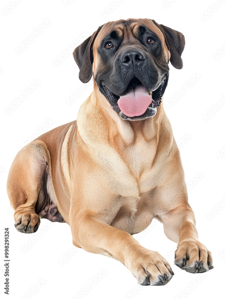 Joyful Bullmastiff Dog on Isolated White Background Joyful Bullmastiff Dog on Isolated White Background