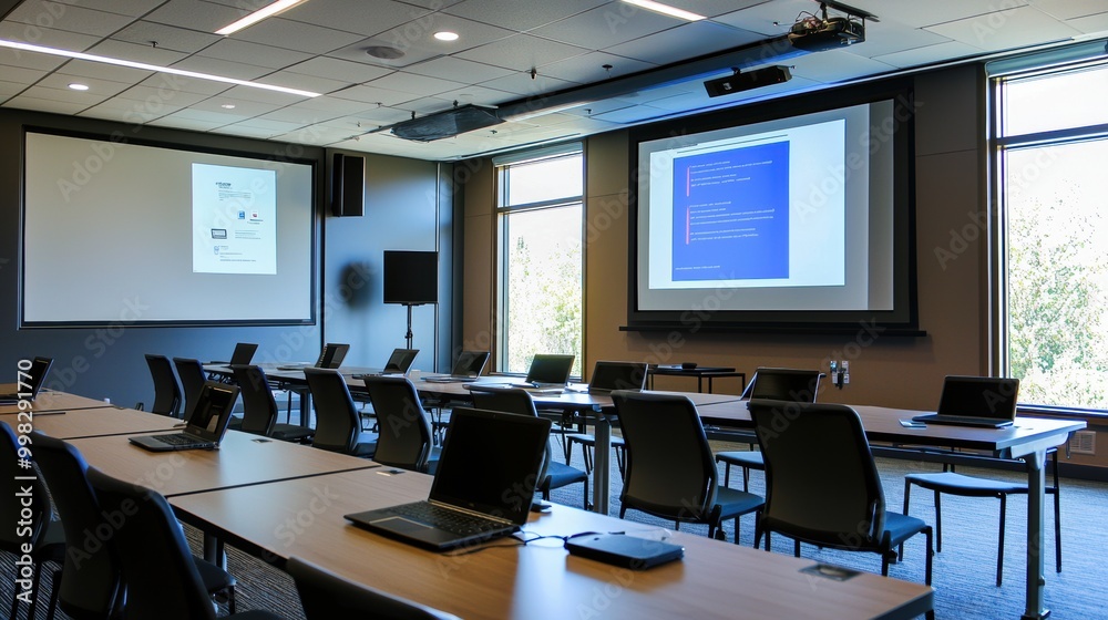 Modern Conference Room with Technology Setup Modern Conference Room with Technology Setup