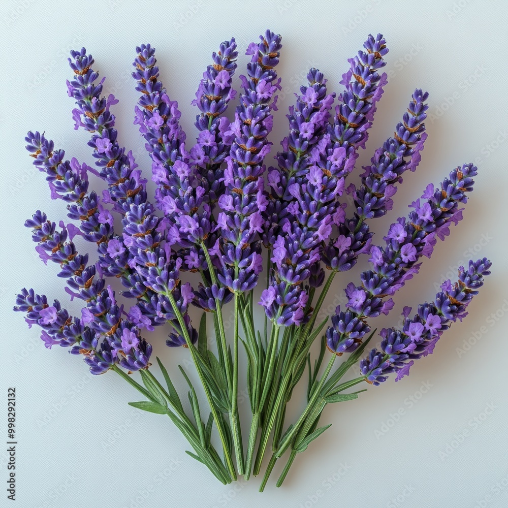 A vibrant arrangement of lavender flowers on a light background. A vibrant arrangement of lavender flowers on a light background.
