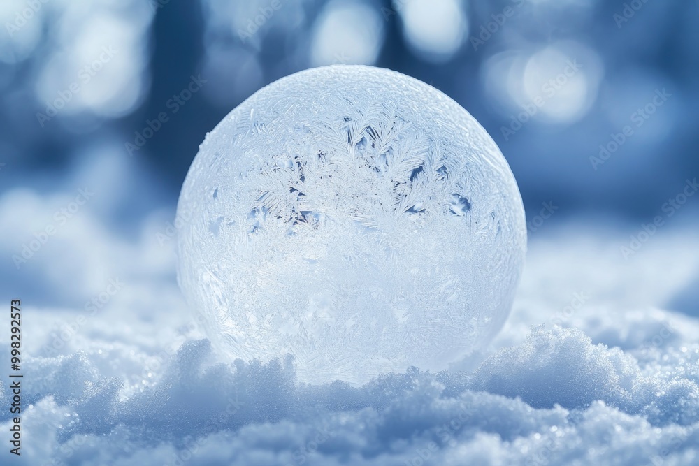 A Frosted Sphere Resting in Winter Snow A Frosted Sphere Resting in Winter Snow