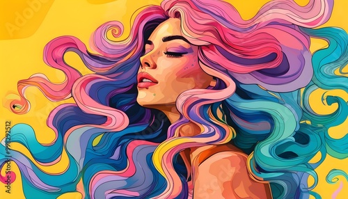 Vibrant Abstract of Dancing Women with Colorful Waves