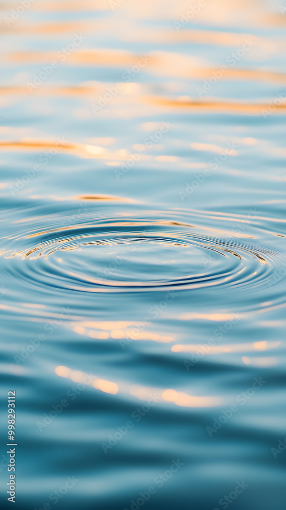 Close-up of tranquil water ripples reflecting soft blue, gold, and green tones under gentle light Close-up of tranquil water ripples reflecting soft blue, gold, and green tones under gentle light