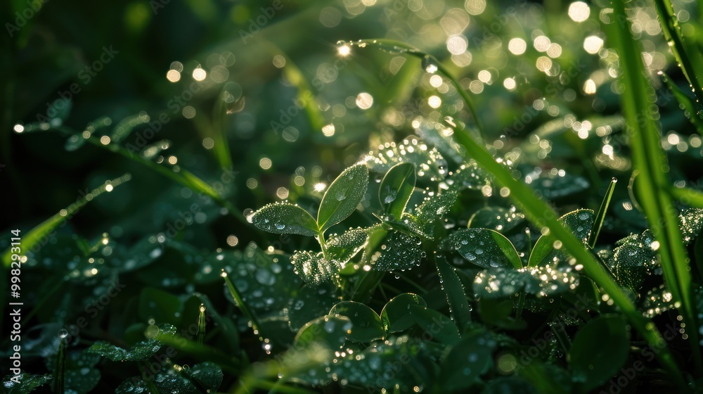 Dew Drops on Green Leaves Dew Drops on Green Leaves