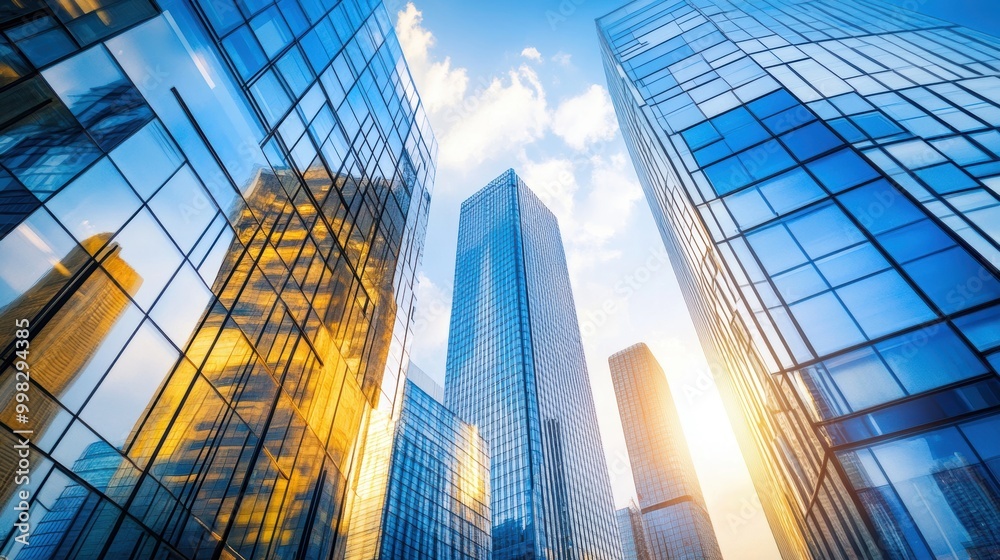 Modern Skyscrapers Against a Bright Urban Sky Modern Skyscrapers Against a Bright Urban Sky