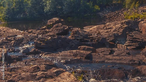 A stream running over the rocks.