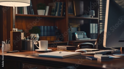 Businesswoman's desk with modern essentials.