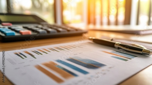 Colorful Financial Reports with Graphs and Calculator