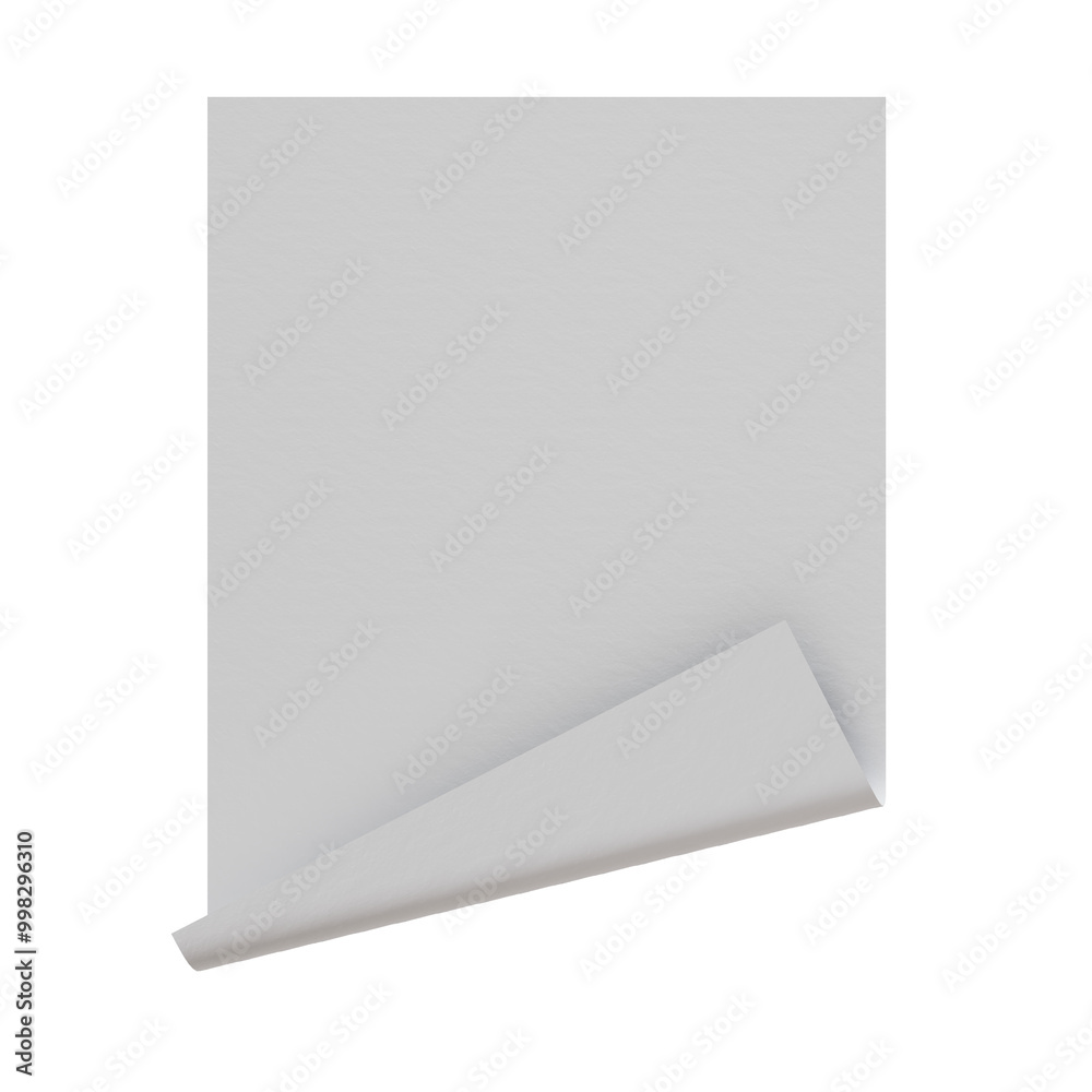 Blank Sheet of Paper with Curled Corner on Transparent Background Blank Sheet of Paper with Curled Corner on Transparent Background