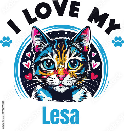 Lesa Is My Cute Cat, Cat name t-shirt Design
