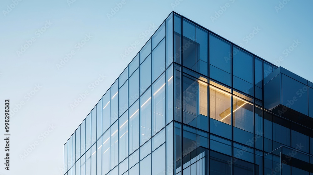 Minimalist Office Building with Clear Glass Facade Minimalist Office Building with Clear Glass Facade