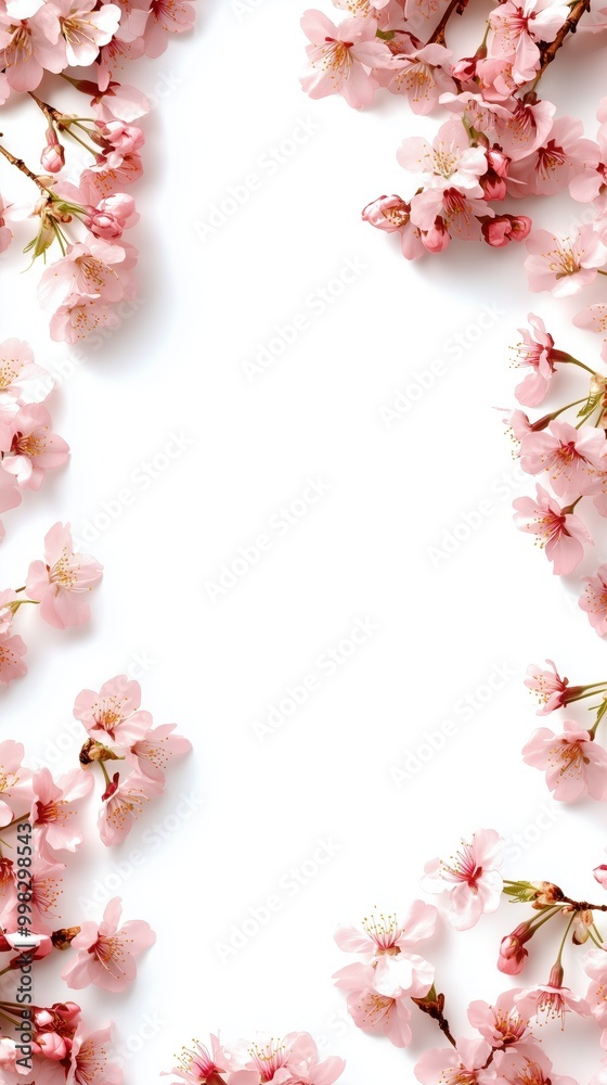 Cherry blossom frame in white background Cherry blossom frame in white background