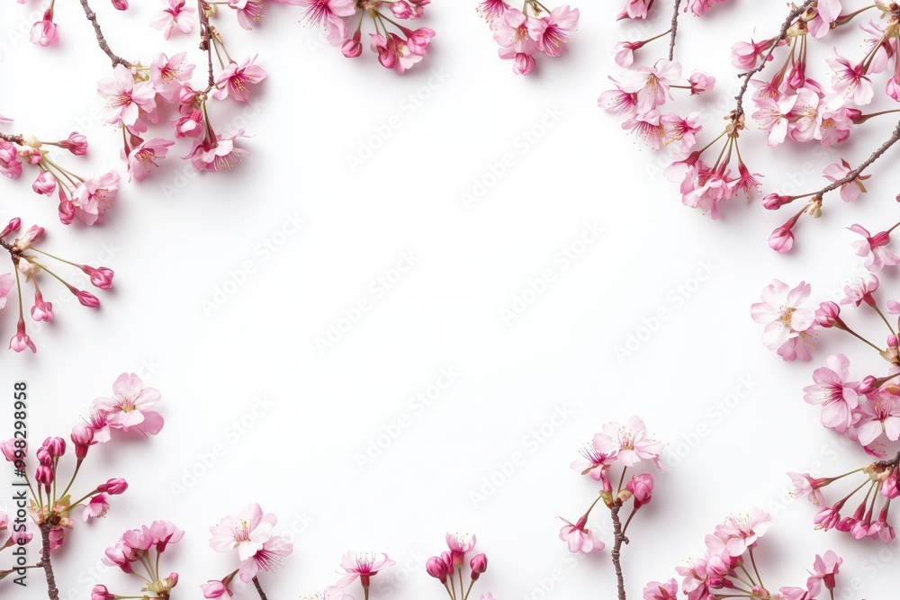 Cherry blossom frame in white background Cherry blossom frame in white background