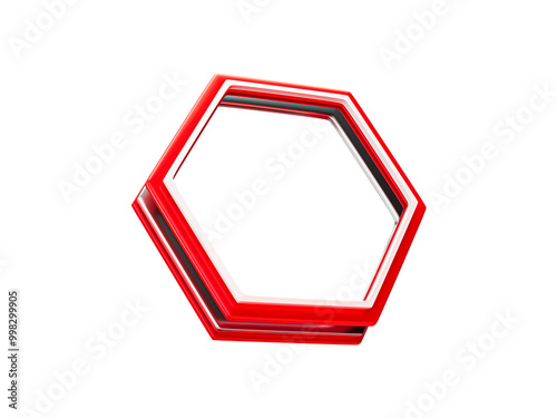 Wallpaper Mural Red Hexagon Social Media Profile 3D Frame Isolated on Transparent Background Torontodigital.ca