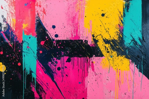 Vibrant abstract expressionism with bold colors and textures photo