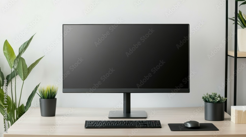 Modern Office Desk Setup with Large Monitor Modern Office Desk Setup with Large Monitor