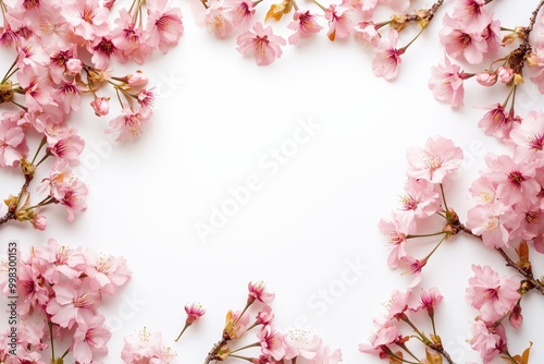 Cherry blossom frame in white background