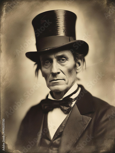 A vintage portrait of a man whose face is so drawn and skinny, that he resembles a skeleton
