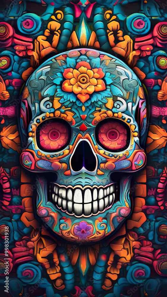 Obraz premium Sugar Skull Wallpaper for Smartphone or Vertical Format - 16:9 format
