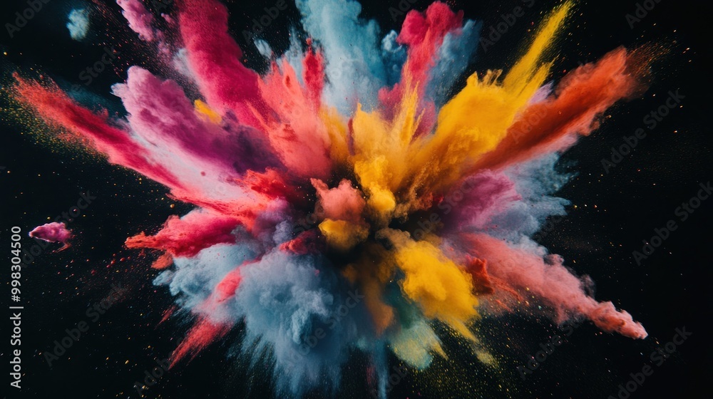 Colorful Explosion Against Black Background