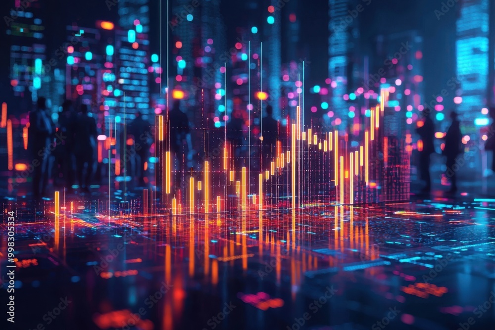 Futuristic cityscape with digital data visualization Futuristic cityscape with digital data visualization