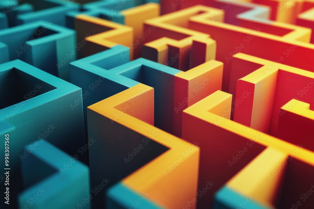 Colorful abstract maze design with geometric patterns Colorful abstract maze design with geometric patterns