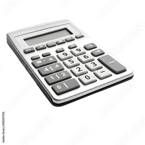 A digital calculator with a numeric keypad, typically used for arithmetic calculations and basic mathematical operations. photo