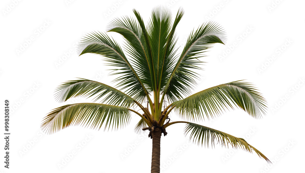 A lone palm tree against an isolated transparent PNG backdrop A lone palm tree against an isolated transparent PNG backdrop