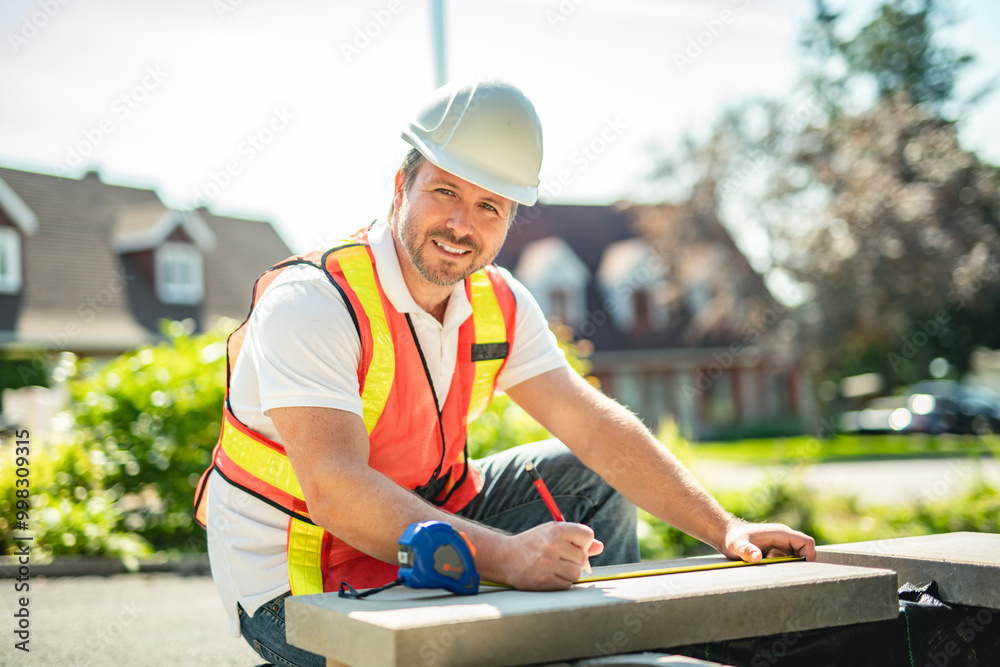 Man working outside on day light with concreate Man working outside on day light with concreate