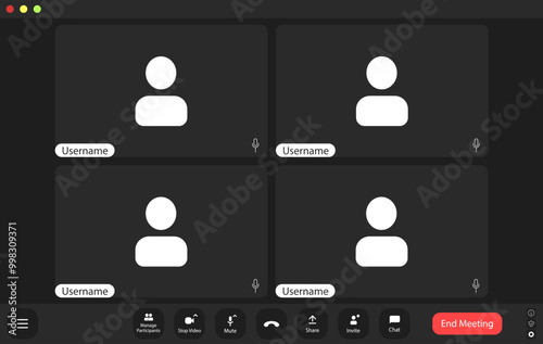 Video conference user interface, video conference calls window overlay.&#