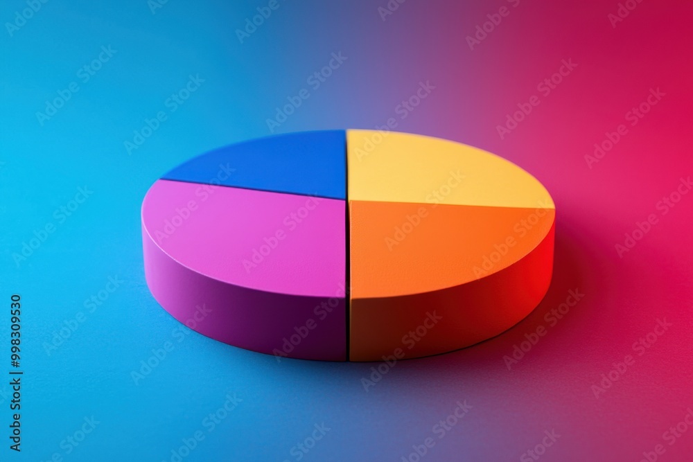 Obraz premium Colorful pie chart on a gradient background