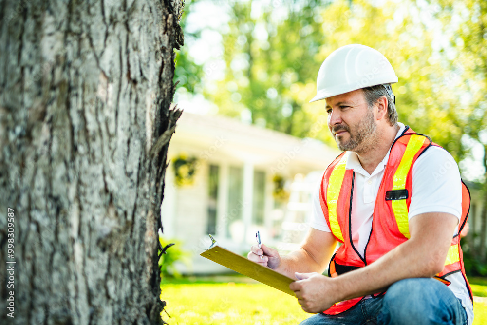 man holding a clipboard, inspect tree man holding a clipboard, inspect tree